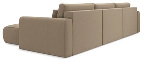 Világosbarna bársony kinyitható-tárolóhelyes (U alakú) sarokkanapé Kapua – Makamii