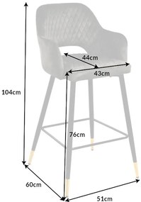 Design bárszék Laney szürke-zöld bársony