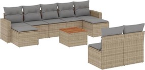 vidaXL 10 részes bézs polyrattan kerti ülőgarnitúra párnával
