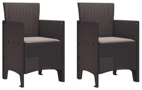 vidaXL Kerti Szék párnával 2 pcs Barna 53 x 49 x 85 cm Polipropilén