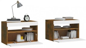 2 db füstös tölgy színű éjjeliszekrény LED-ekkel 60x35x40 cm