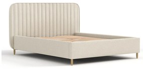 Bézs kárpitozott ágyneműtartós egyszemélyes ágy ágyráccsal 120x200 cm Noto – Maison de Rêve