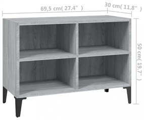 szürke sonoma színű TV-szekrény fémlábakkal 69,5 x 30 x 50 cm