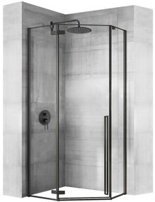 Rea Diamond, zuhanykabin 80x80x195 cm, 6mm átlátszó üveg, fekete profil + fehér zuhanytálca, KPL-06900