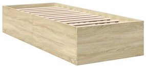 sonoma tölgy színű szerelt fa ágykeret matrac nélkül 75x190 cm