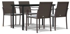 vidaXL 5 részes polyrattan és acél kerti étkezőgarnitúra párnával