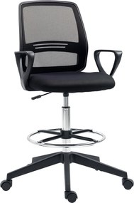 Vinsetto Ergonomikus Irodai Szék Karfákkal és Magasságállítható Lábgyűrűvel, Magasságban Állítható Forgószék Lélegző Hálós Kárpittal Fekete | Aosom