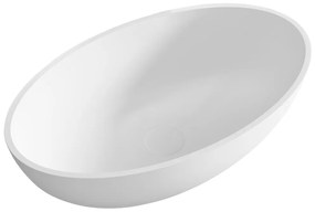 Cerano Luna, öntött márvány asztali mosogató 528x309x165 mm, fehér matt, CER-CER-WB19