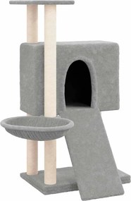 vidaXL világosszürke macskabútor szizál kaparófákkal 96 cm