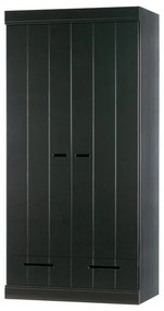 Connect fekete ruhásszekrény borovi fenyő konstrukcióval, szélesség 94 cm - WOOOD