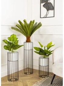 Fém virágcserép LOFT 55x20 cm fekete/fehér