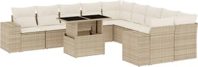 vidaXL 11 részes bézs polyrattan kerti ülőgarnitúra párnákkal