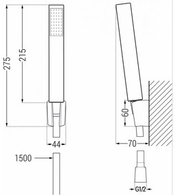 Mexen Libra R77 kádcsaptelep zuhanykészlettel, fekete, 74513R77-70