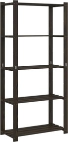 vidaXL 5 szintes fekete tömör fenyőfa tárolóállvány 80x38x170 cm