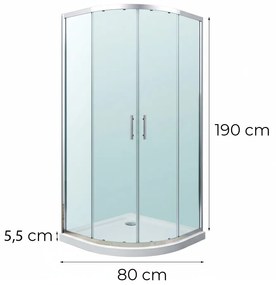 Soul 80x80 cm íves zuhanykabin zuhanytálcával