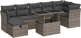 vidaXL 8 részes szürke polyrattan kerti ülőgarnitúra párnákkal
