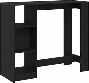 vidaXL Bárasztal polcokkal Fekete tölgy 124 x 46 x 103.5 cm Faanyag
