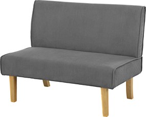 HOMCOM Kétfős Kanapé, Fotel Zsinóros Megjelenéssel, Fa Lábakkal, Párnázott Kanapé, Kétszemélyes Kanapé Hálószobába, Nappaliba, 110 x 62 x 85 cm, Szürk