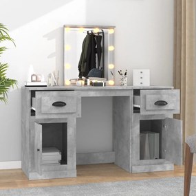 betonszürke fésülködőasztal LED-del 130 x 50 x 132,5 cm