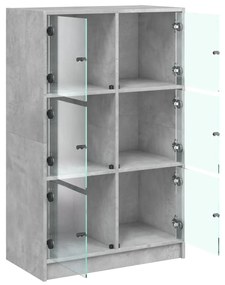 betonszürke szerelt fa magasszekrény ajtókkal 68 x 37 x 109 cm