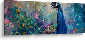 Kép - Festmény egy páva (órával) (90x30 cm)