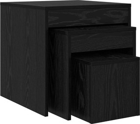 vidaXL Dohányzóasztal 3 pcs Fekete tölgy Faanyag
