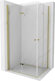 Mexen Lima Duo  Zuhanykabin Csukló ajtóval   100 x 90 cm,  átlátszó üveg,  arany  - 856-100-090-50-00-0 DUO zuhanykabin
