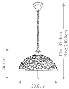 Elstead QZ-KAMI-P - Tiffany KAMI láncos csillár 3xE27/60W/230V