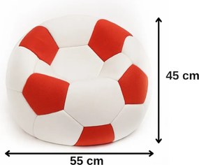 EMI focilabda mintás fehér-piros műbőr babzsákfotel