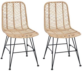 Étkezőszék 2 pcs Természetes 44.5 x 55 x 85 cm Rattan és Vas