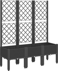 vidaXL fekete polipropilén rácsos kerti ültetőláda 120 x 40 x 142 cm