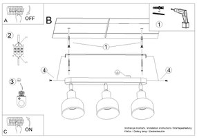 Sollux SL.1318 - Spotlámpa ELBA 3xE27/15W/230V fekete