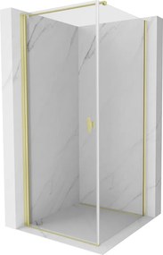 Mexen Mist-B kifelé nyíló zuhanykabin 90 x 90 cm, átlátszó, arany szálcsiszolt - 8A2T-090-090-55-00