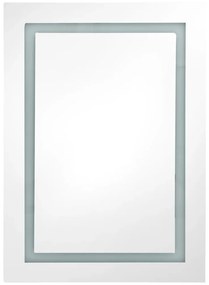 betonszürke LED-es tükrös fürdőszobaszekrény 50 x 13 x 70 cm