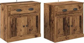 vidaXL Oldalszekrények 2 pcs Öreg fa 70 x 35,5 x 67,5 cm Faanyag