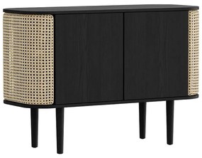 Fekete-natúr színű alacsony komód tölgyfa dekorral 109x75 cm Treasures – UMAGE