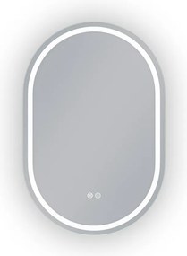Erga Lyra, ovális LED-es tükör 60x90cm, 3 színű fény, első és hátsó világítás, páramentes fűtőbetét, ERG-V01-Lyra-6090-CL