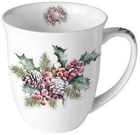 Karácsonyi porcelán bögre Holly And Berries