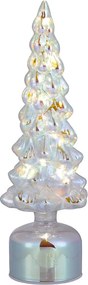 XMAS világító-forgó dekorfenyő LED fénnyel, ezüst 34 cm