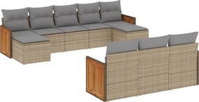vidaXL 10 részes bézs polyrattan kerti ülőgarnitúra párnával