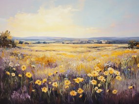 Vászonkép Canvas Tájkép Rét Mezei Virágok Mező Tájkép Nyár 100x75