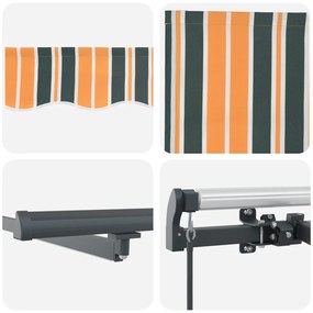 Kézi Behúzható Napellenző LED világítással zöld és sárga 300x250 cm