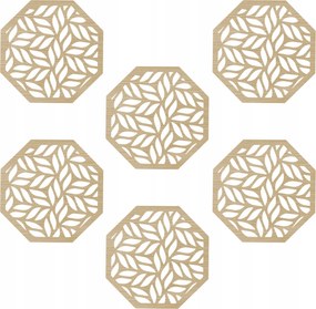Bögrealátét 6 Db-os áttört fa Asztali Dekoráció Minta 3