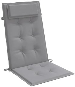 6 db szürke oxford-szövet magas háttámlájú székpárna