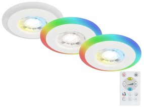 Briloner - KÉSZLET 3x LED RGBW Dimmelhető fürdőszobai beépíthető lámpa LED/5W/230V IP44+ + távirányító