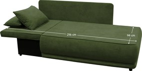 Kihúzható kanapé, zöld, balos, LIAMI