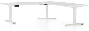 OfficeTech Angle állítható magasságú asztal, 180 + 120 cm, fehér alap, fehér