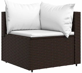 3 részes barna polyrattan kerti ülőgarnitúra párnával