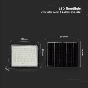 LED kültéri napelemes reflektor LED/20W/3,2V 6400K fekete + DO