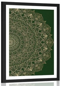 Poszter paszportuval részletesen dekoratív zöld mandala